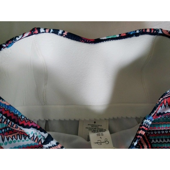 Jessica Simpson dark navy blue cut out bandeau one piece swimsuit size L - Picture 5 of 5